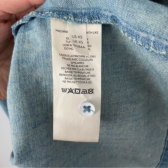 Anthropologie Pilcro Pull-on 1/3 Button Shirt Short Belted Denim Dress XS - Picture 9 of 9